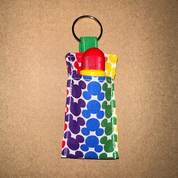 Handmade lip balm holder keychain- Rainbow Mickey Mouse print - Picture 2 of 4